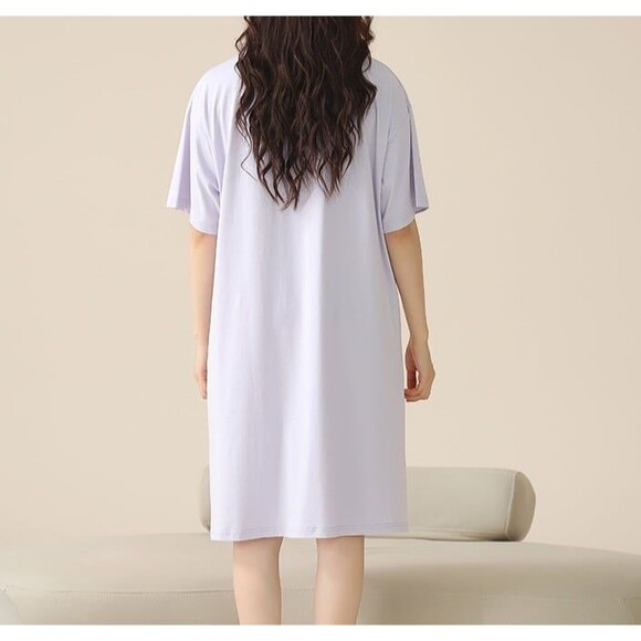 Cotton Purple Pajamas Nightgown Sleepwear Sleep Shirt  Night Dress Nightshirt - Picture 10 of 11
